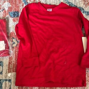 Vibrant Red Long Sleeve Tee Classic Crew Neck